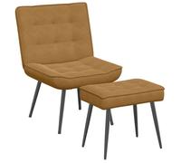 Chaise de relaxation avec tabouret en velours - vidaXL - Marron - 64x74x84 cm - Repose-pieds intégré