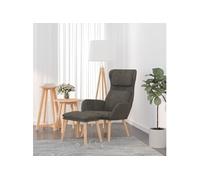 Chaise de relaxation avec tabouret Gris foncé Velours