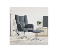 Vidaxl Chaise De Relaxation Avec Repose-Pied Gris Foncé Velours Gris