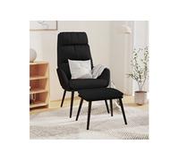 Chaise de relaxation avec tabouret Noir Tissu et similicuir