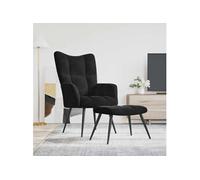 vidaXL Fauteuil Relax avec Tabouret en Velours Noir