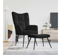 vidaXL Fauteuil Relax avec tabouret en velours noir