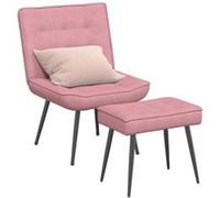 Chaise de relaxation avec tabouret Rose Velours Rose G