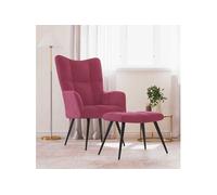vidaXL Chaise de relaxation avec tabouret Rouge bordeaux Velours