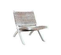 Chaise de relaxation Blanc Rotin naturel kubu et bois d'acajou