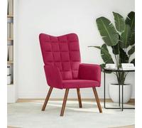 Chaise de Relaxation Confortable en Velours Rouge Bordeaux, Fauteuil de Bureau et Salon avec Accoudoirs, Structure Stable en Bois Métal, Design Moderne pour Détente et Décoration Intérieure