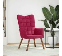 Chaise de relaxation confortable en Velours Rouge Bordeaux pour Salon et Bureau, Fauteuil avec Accoudoirs Rembourrage épais, Cadre en Bois Métal Stable, Idéale pour Détente et Décoration