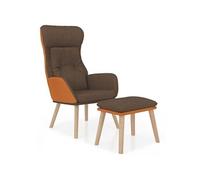 Chaise de relaxation et repose-pied Marron Similicuir et tissu