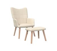 Vidaxl Chaise De Relaxation Avec Tabouret Crème Tissu Multicolore