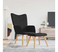 Vidaxl Chaise De Relaxation Avec Tabouret Noir Tissu Noir