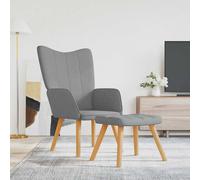 Chaise de Relaxation et Tabouret Gris Clair Tissu Fauteuil Repose-pied vidaXL
