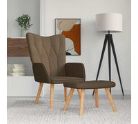 Vidaxl Chaise De Relaxation Avec Tabouret Marron Tissu Marron