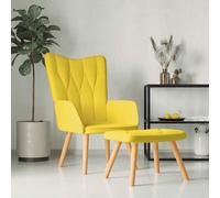 Vidaxl Chaise De Relaxation Avec Tabouret Jaune Moutarde Tissu Jaune