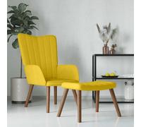 Vidaxl Chaise De Relaxation Avec Repose-Pied Jaune Moutarde Velours Jaune