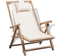 Chaise de Relaxation Inclinable Gris Foncé Bambou et Tissu Fauteuil vidaXL