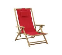 Chaise de relaxation - vidaXL - Inclinable - Rouge - Pliable - Bambou