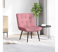 Chaise de relaxation avec tabouret - Rose Velours - Repose-pieds intégré - Structure métal & contreplaqué - Mousse 1 place