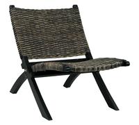 Chaise De Relaxation Noir Rotin Naturel Kubu Et Bois D'acajou Noir