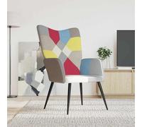 Chaise de Relaxation Patchwork Tissu Multicolore, Fauteuil Accueil Salon avec Accoudoirs, Confortable et Moderne pour Séjour, Bureau, Décoration Intérieure, Assemblage Facile, Cadre Acier Durable