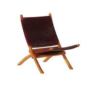 Chaise de relaxation pliable cuir véritable marron foncé, chaise, chaise longue, canapé, chaise pliante, chaise d'appoint, fauteuil