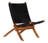 Chaise de relaxation pliable cuir véritable marron foncé chaise vidaXL