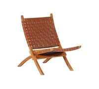 vidaXL Chaise de relaxation pliante Cuir véritable Bandes Marron Salle de séjour