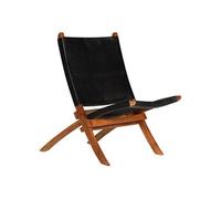 Chaise de relaxation pliable cuir véritable marron foncé chaise vidaXL