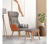 Chaise de relaxation repose pied Gris clair Similicuir et tissu gris clair G