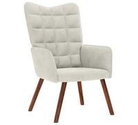 vidaXL Fauteuil relax avec tabouret en velours crème