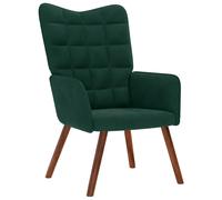 vidaXL Fauteuil relax avec tabouret – velours vert foncé