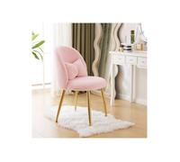 Chaise de Repas en Velours, Chaise Coiffeuse,Pour Cuisine, Salle à Manger,Siège Rembourré,coussin à ruban, rose