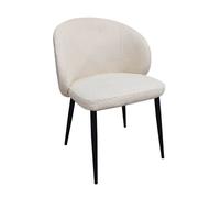 Chaise de repas tissu bouclette blanc écru et pieds métal - SYRACUSE Meubletmoi