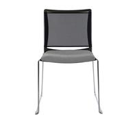 Chaise de réunion et visiteur Giulia assise tissu Gris chiné - dossier en maille Noir - piètement fil chromé métal