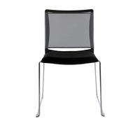 Chaise de réunion et visiteur Giulia assise tissu Noir - dossier en maille Gris - piètement fil chromé métal