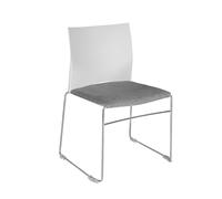 Chaise de réunion et visiteur Giulia, dossier en polypropylène Blanc, assise en tissu M1 Gris, piètement fil chromé métal