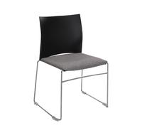 Chaise de réunion et visiteur Giulia, dossier en polypropylène Noir, assise en tissu M1 Gris, piètement fil chromé métal