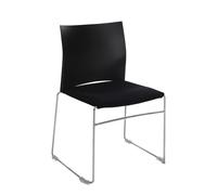 Chaise de réunion et visiteur Giulia, dossier en polypropylène Noir, assise en tissu M1 Noir, piètement fil chromé métal