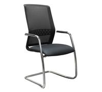 Chaise de réunion & visiteur Aron maille résille/tissu - Piètement luge chrome - Noir