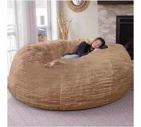 Chaise De Sac De Haricot en Fourrure Géante pour Meubles De Salon Adulte Grand Rond Doux Moelleux Fausse Fourrure Beanbag Lazy Canapé Housse De Lit, Brown, 7ft