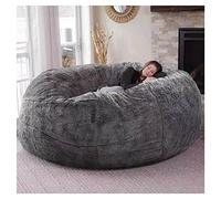 Chaise De Sac De Haricot en Fourrure Géante pour Meubles De Salon Adulte Grand Rond Doux Moelleux Fausse Fourrure Beanbag Lazy Canapé Housse De Lit, Grey, 6ft
