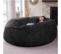 Chaise De Sac De Haricot en Fourrure Géante pour Meubles De Salon Adulte Grand Rond Doux Moelleux Fausse Fourrure Beanbag Lazy Canapé Housse De Lit, Black, 5ft