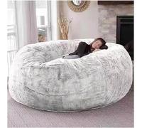 Chaise De Sac De Haricot en Fourrure Géante pour Meubles De Salon Adulte Grand Rond Doux Moelleux Fausse Fourrure Beanbag Lazy Canapé Housse De Lit, White, 5ft