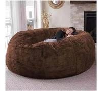Chaise De Sac De Haricot en Fourrure Géante pour Meubles De Salon Adulte Grand Rond Doux Moelleux Fausse Fourrure Beanbag Lazy Canapé Housse De Lit, Dark Brown, 7ft