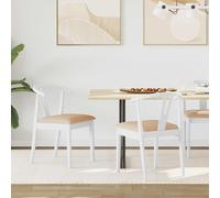 vidaXL Chaise de salle à manger 2 pcs Blanc et marron