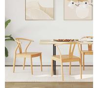 vidaXL Chaise de salle à manger vintage 2 pcs Naturel en bois de caoutchouc massif 54,5 x 53 x 77 cm