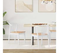 vidaXL Chaise de salle à manger 2 pcs Blanc Bois de caoutchouc massif