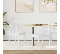 Chaise de salle à manger vintage - vidaXL - Blanc - Bois de caoutchouc massif - 50,5 x 61 x 80,5 cm - Lot de 2