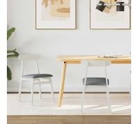 Chaise de salle à manger vintage - vidaXL - Blanc et Naturel - Bois de caoutchouc massif - 43x44,5x77 cm