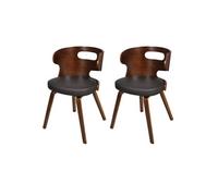 vidaXL Lot de 2 chaises de Salle à Manger en Cuir mélangé Brun