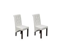 vidaXL Chaise de salle à manger 2 pcs Cuir artificiel Blanc Blanc G